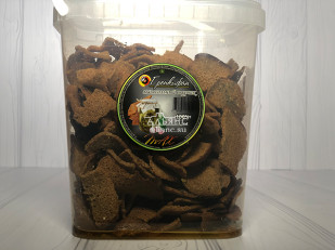 Мучные полоски ОРАНЖЕВЫЕ со вкусом говядины 76 гр: Ведро Ржаные гренки с малосольным огурчиком